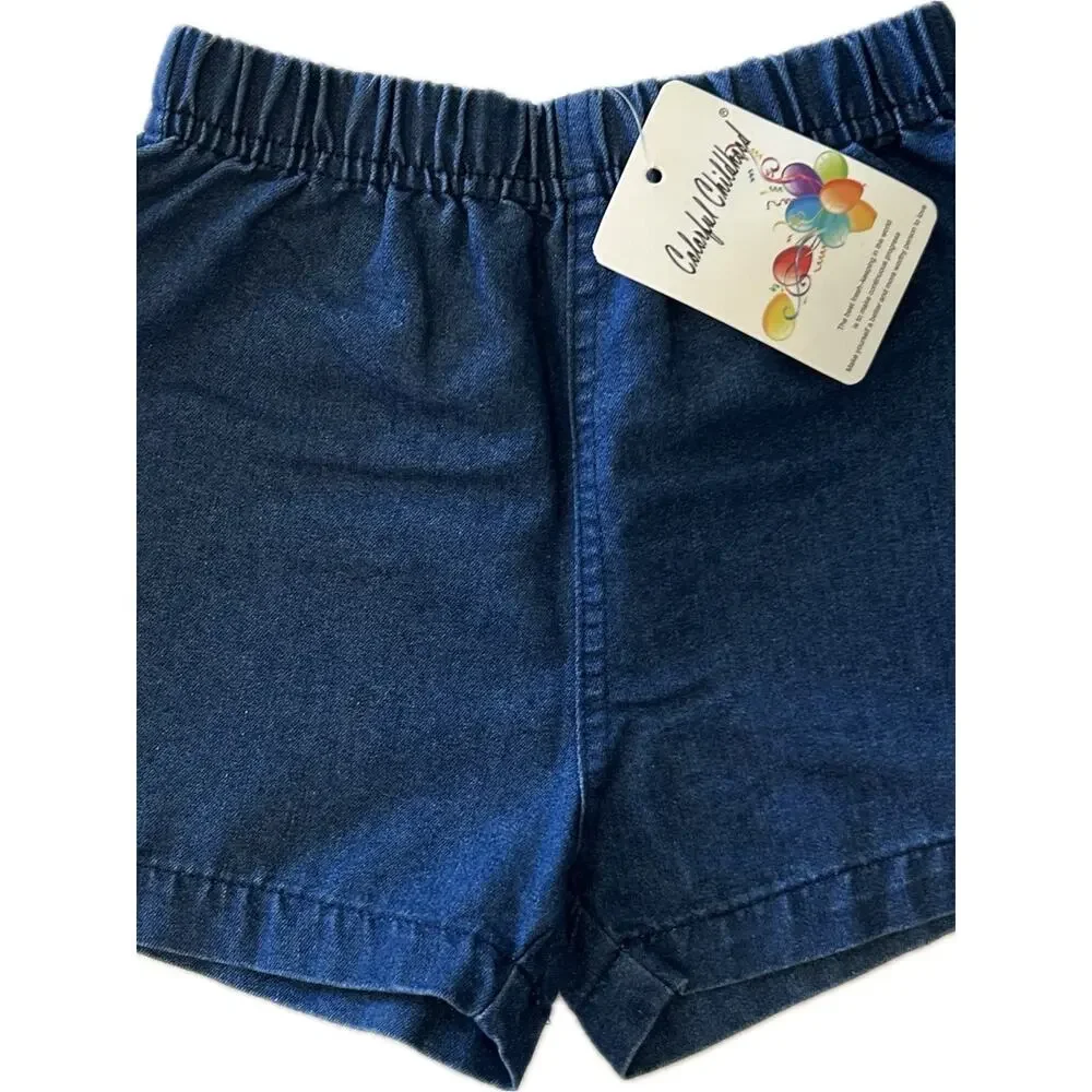 New Toddler boy girl Dark Blue Denim Shorts with Elastic Waist 2-3T